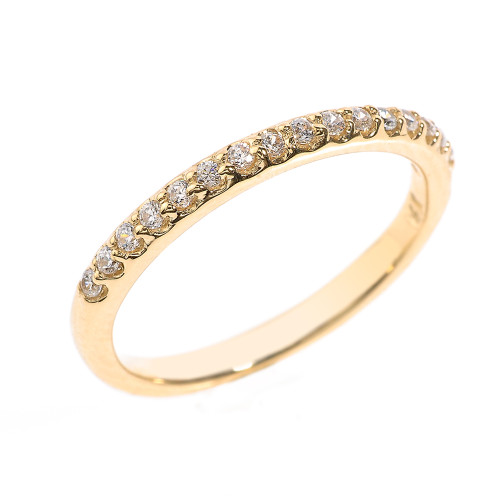 14k Yellow Gold CZ Stackable Wedding Band