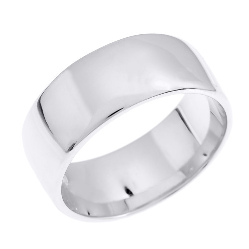 White Gold 8.0 mm Comfort Fit Classic Wedding Band