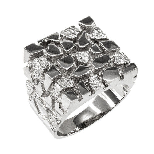 925 Sterling Silver Men's Nugget Ring