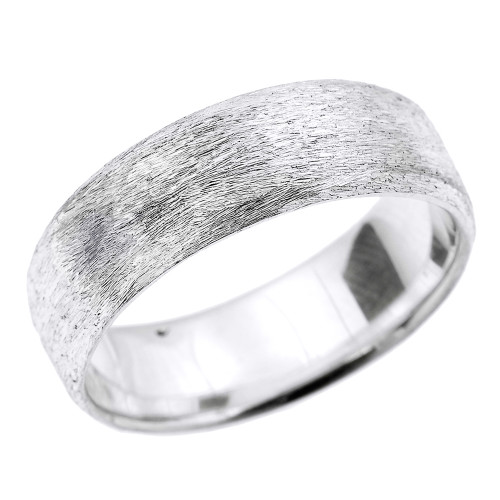 Sterling Silver Satin Finished Unisex Wedding Band 7.2 MM