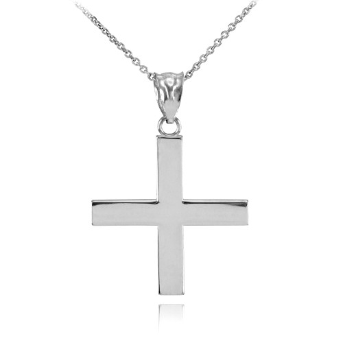 White Gold Greek Cross Charm Necklace