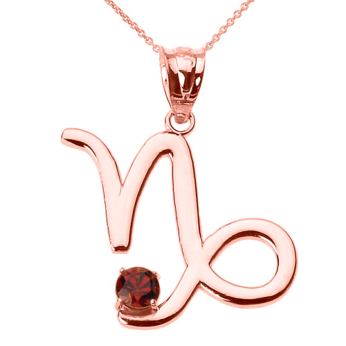 Rose Gold Capricorn Zodiac Sign Pendant 