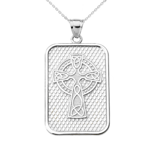 White Gold Celtic Cross - Claddagh Silver