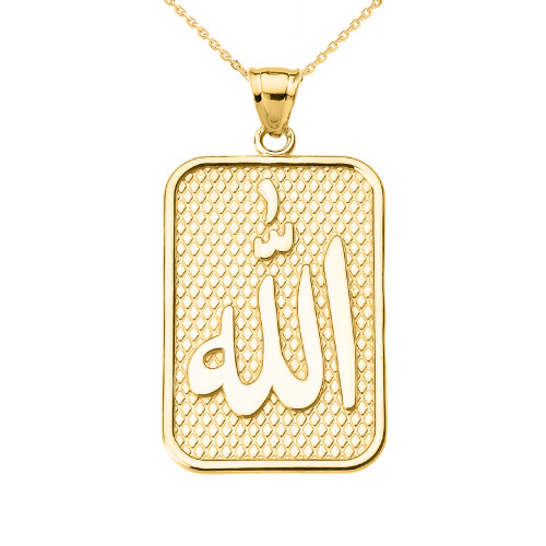 Yellow Gold Allah Pendant Necklace
