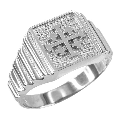 Sterling Silver Jerusalem Cross Men's Ring