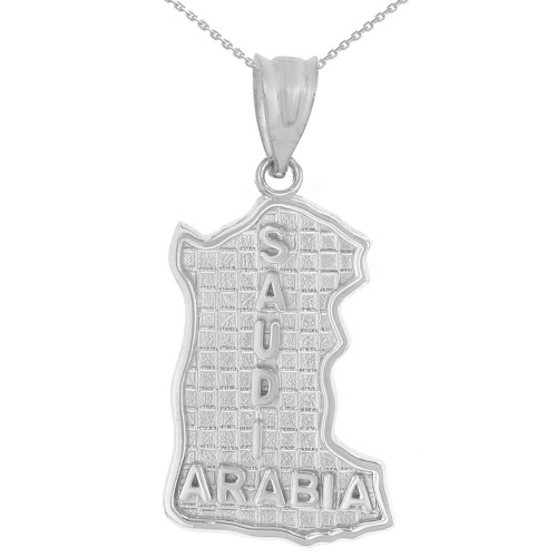 Sterling Silver Country of Saudi Arabia Geography Pendant Necklace
