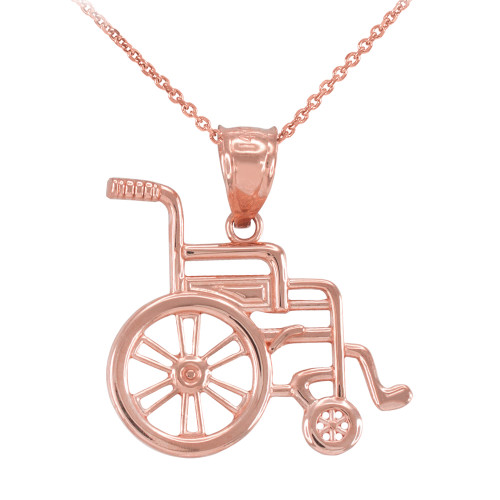 Rose Gold Handicap Disability Awareness Wheelchair Pendant Necklace