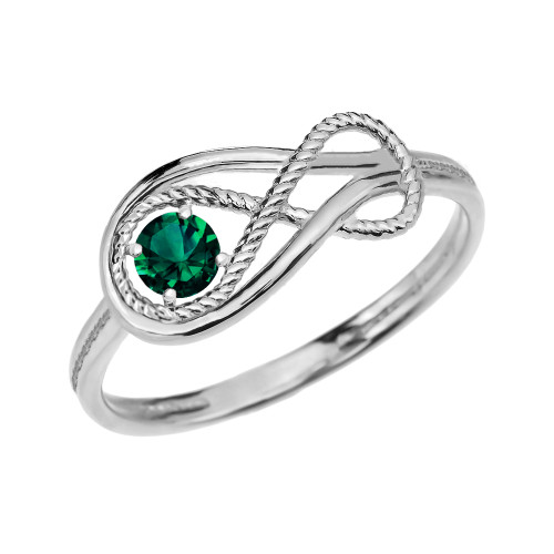 Emerald Rope Infinity White Gold Ring