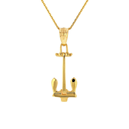 Navy Stockless Anchor Pendant Necklace