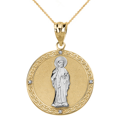 Solid Two Tone Yellow Gold Diamond 