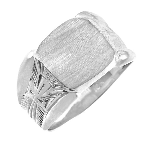 The Protector Solid White Gold Signet Ring