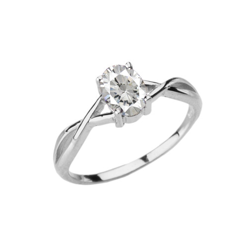 Dainty White Gold Infinity Design Cubic Zirconia (C.Z) Solitaire Ring
