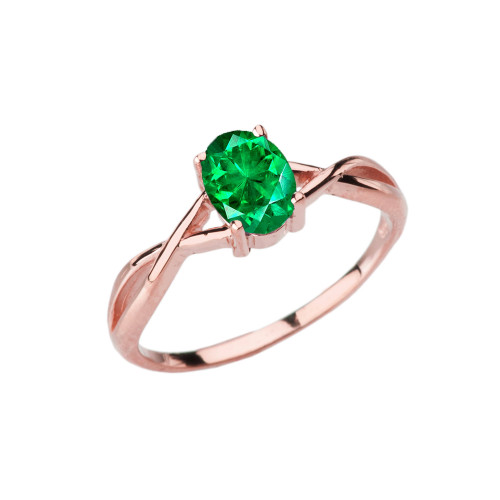 Dainty Rose Gold Infinity Design Emerald (LCE) Solitaire Ring