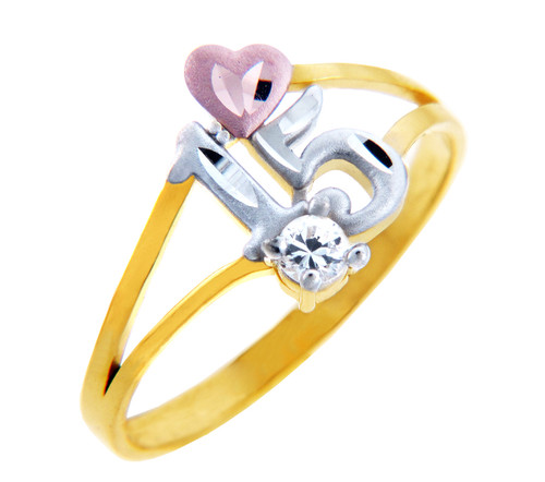15 Años Ring - Quinceanera Ring Heart in Cubic Zirconia