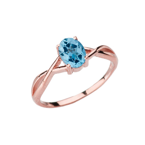 Dainty Rose Gold Infinity Design Blue Topaz (LCBT) Solitaire Ring