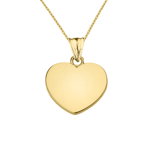 Solid Yellow Gold Simple Heart Pendant Necklace