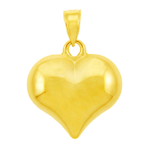 14K Yellow Gold Heart Pendant 1 inch