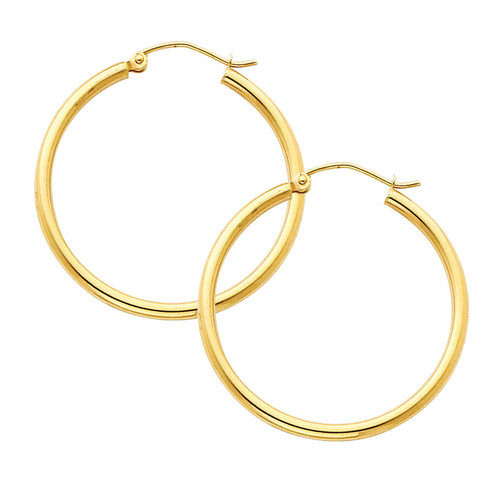 Yellow Gold Hoop Earring -1.50 Inches
