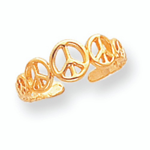 Yellow Gold Peace Sign Toe Ring