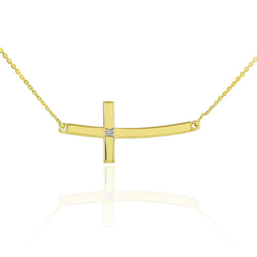 14K Rose Gold Diamond Sideways Curved 