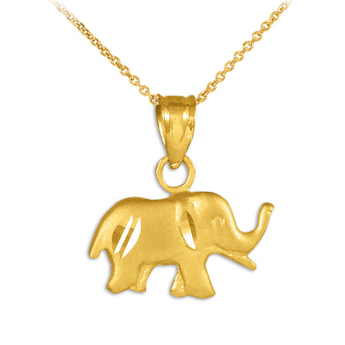 Satin Finish Cute Elephant Gold Charm Pendant Necklace