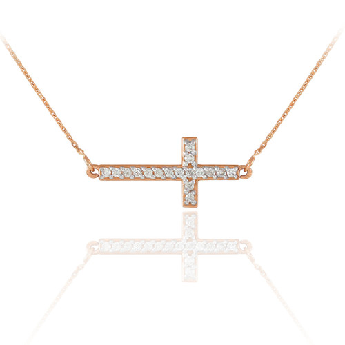 Rose Gold Sideways Cross Necklaces 