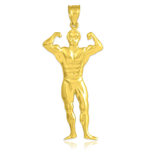 Gold Bodybuilder Sports Charm Pendant