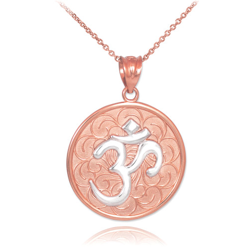 Two-Tone Rose Gold Om Medallion Pendant Necklace