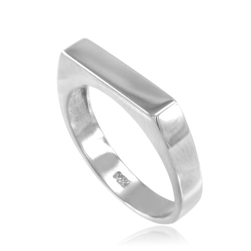 White Gold Stackable Unisex Signet Ring