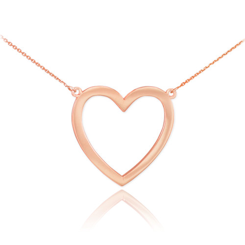 Rose Gold Open Heart Pendant Necklace