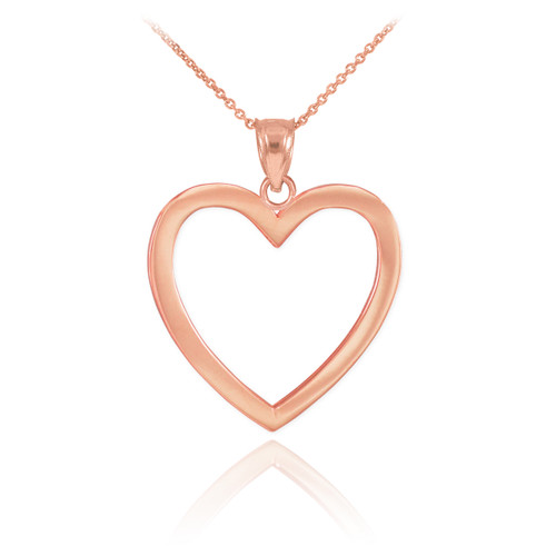 Rose Gold Open Heart Pendant Necklace