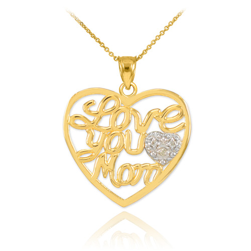 14K Gold Diamond Pave Heart 