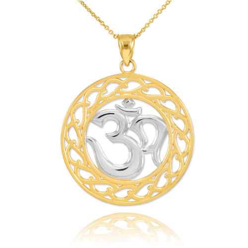Two-Tone Gold Om Symbol Pendant Necklace