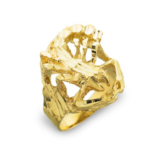 Gold Scorpion Diamond Cut Ring