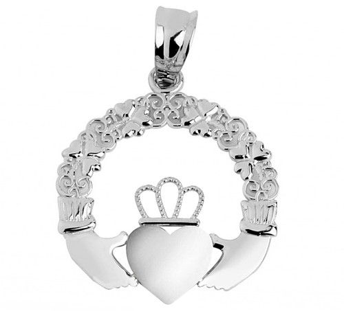 Claddagh Pendant White Pink Gold