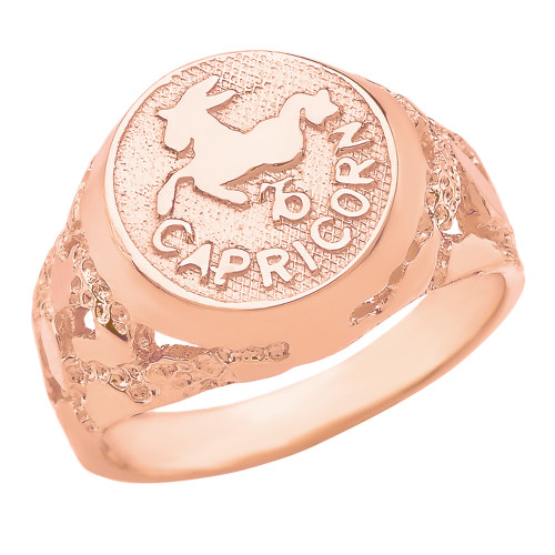 Rose Gold Capricorn Zodiac Sign Nugget Ring