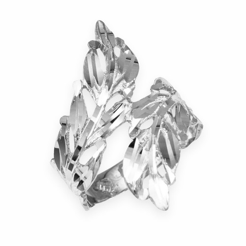 Sterling Silver Diamond Cut Laurel Wreath Leaf Ring
