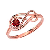 Garnet Rope Infinity Rose Gold Ring