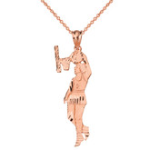 Solid Genuine Rose Gold Women's Basketball Pendant Necklace