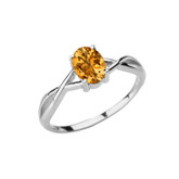 Dainty White Gold Infinity Design Citrine (LCC) Solitaire Ring