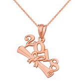 Solid Rose Gold Class of 2018  Diploma Pendant Necklace