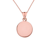 Solid Rose Gold Simple Round Pendant Necklace