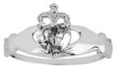 Silver Birthstone Claddagh Ring with Cubic Zirconia