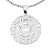 Sterling Silver US Army  Coin Pendant Necklace