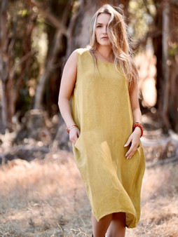Anita Linen Dress M/L / MUSTARD