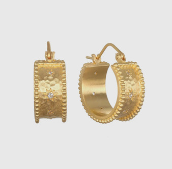 White Topaz Star Hoop Earrings