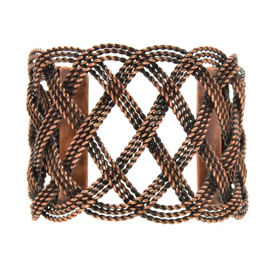Metal Rope Lattice Metal Cuff in Copper