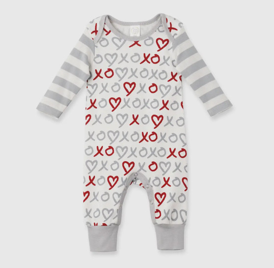 Valentine X's & O's Cotton Romper