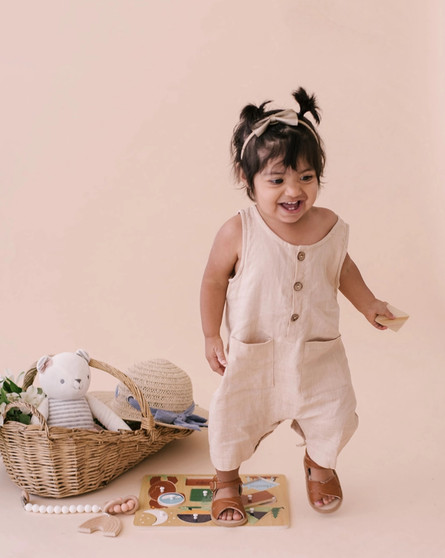 Oatmeal Linen Romper (boy/girl)