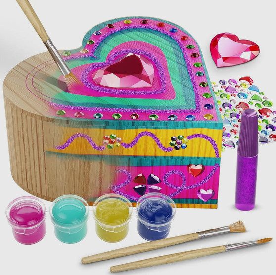 Paint Your Own Wooden Kids Heart Treasure Box